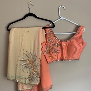 Designer sari 6 ft long with silk blouse